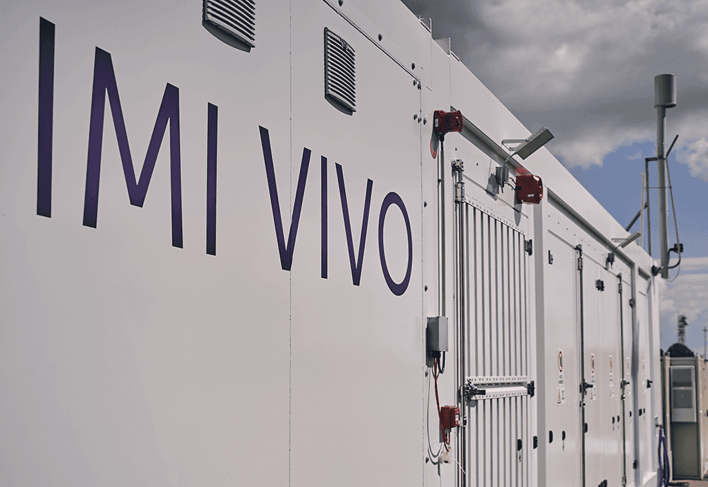 Close-up of IMI VIVO electrolyser test unit with cooling fans and interconnecting pipework.