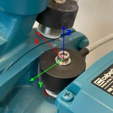 Axis representation in a mounted NEON Vibration Sensor