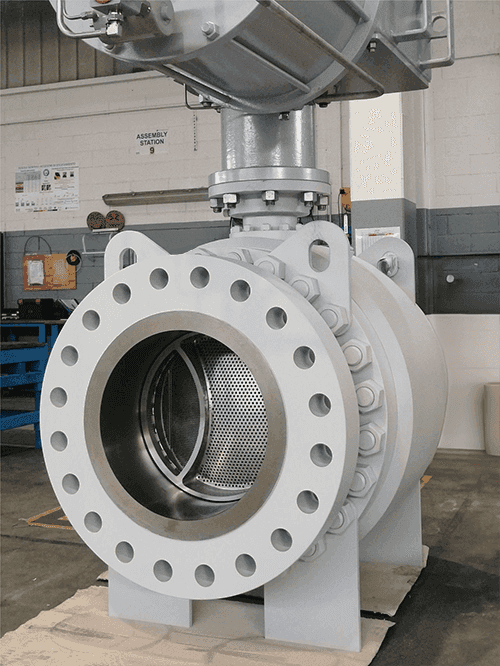 DBX Shield LNG valve with bolted flange in industrial facility.