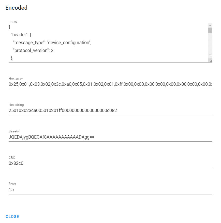 Example of the pop-up after clicking encode