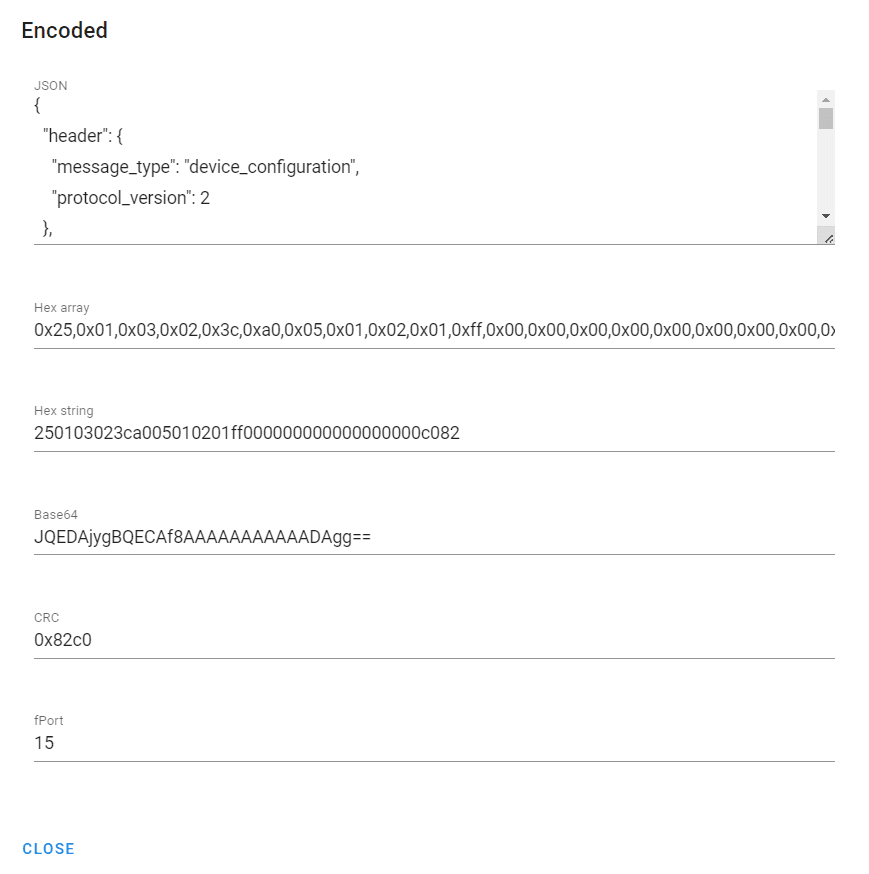 Example of the pop-up after clicking encode