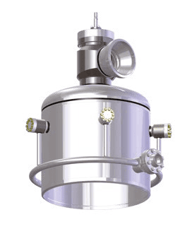 NBSE LP Bypass Valve with polished cylindrical body and multiple pipe connections.