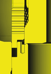 Close-up of new trim design with cylindrical and rectangular geometries highlighted in CAD rendering.