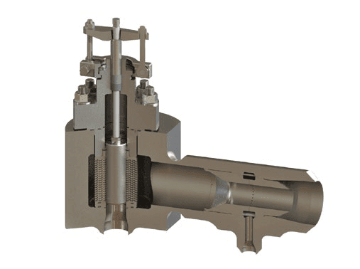 IMI 100D bypass valve with integrated venturi desuperheater in cutaway view.